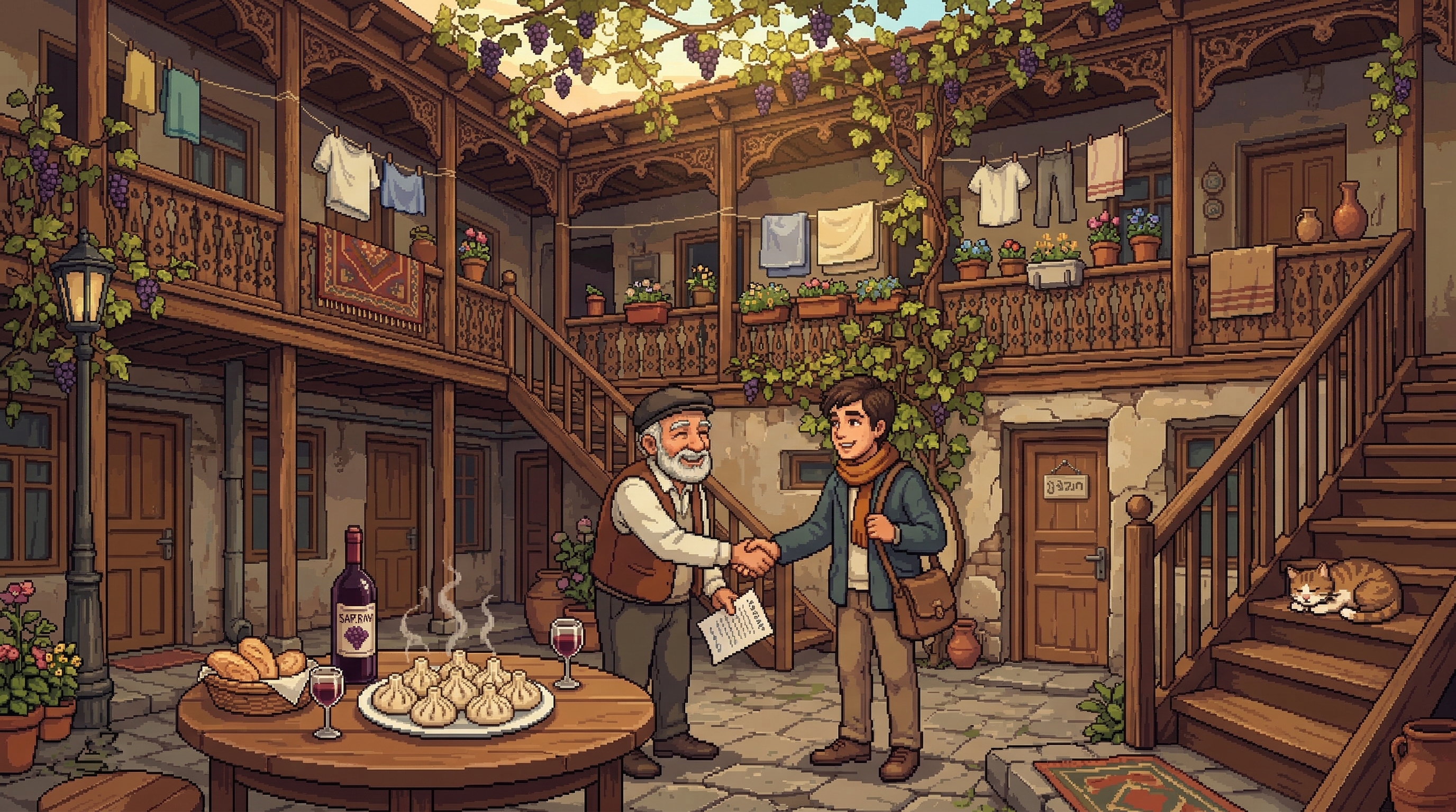 Сделка с хозяином во дворе